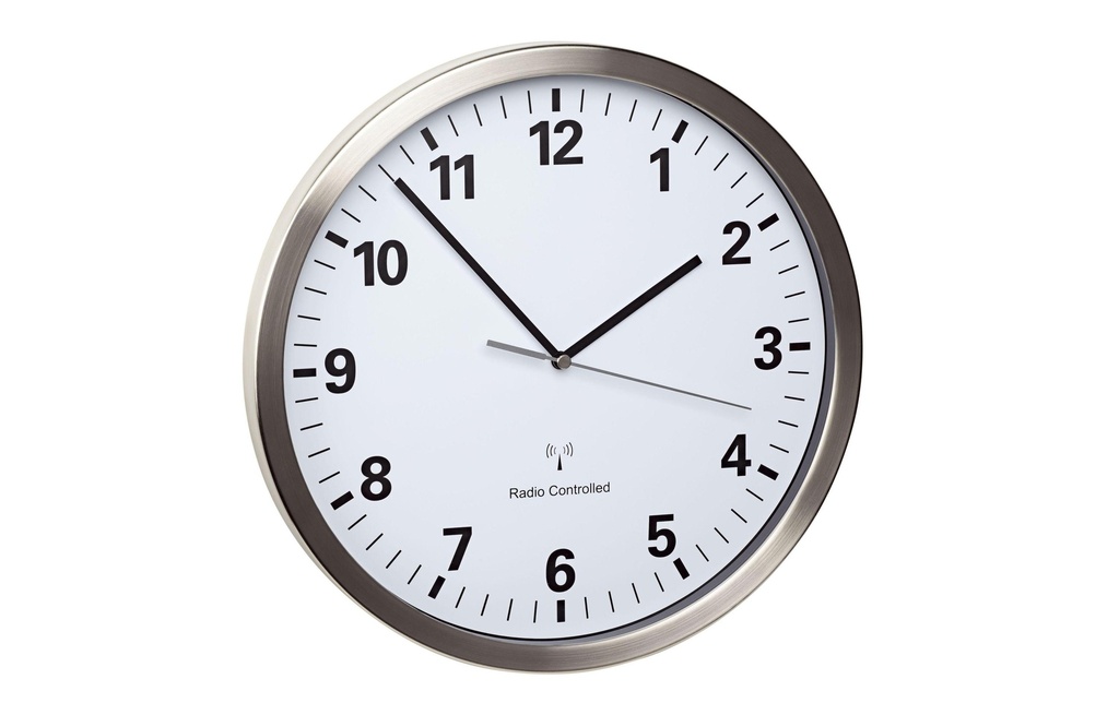 TFA Dostmann Horloge murale radio Ø 30.5 cm, argent