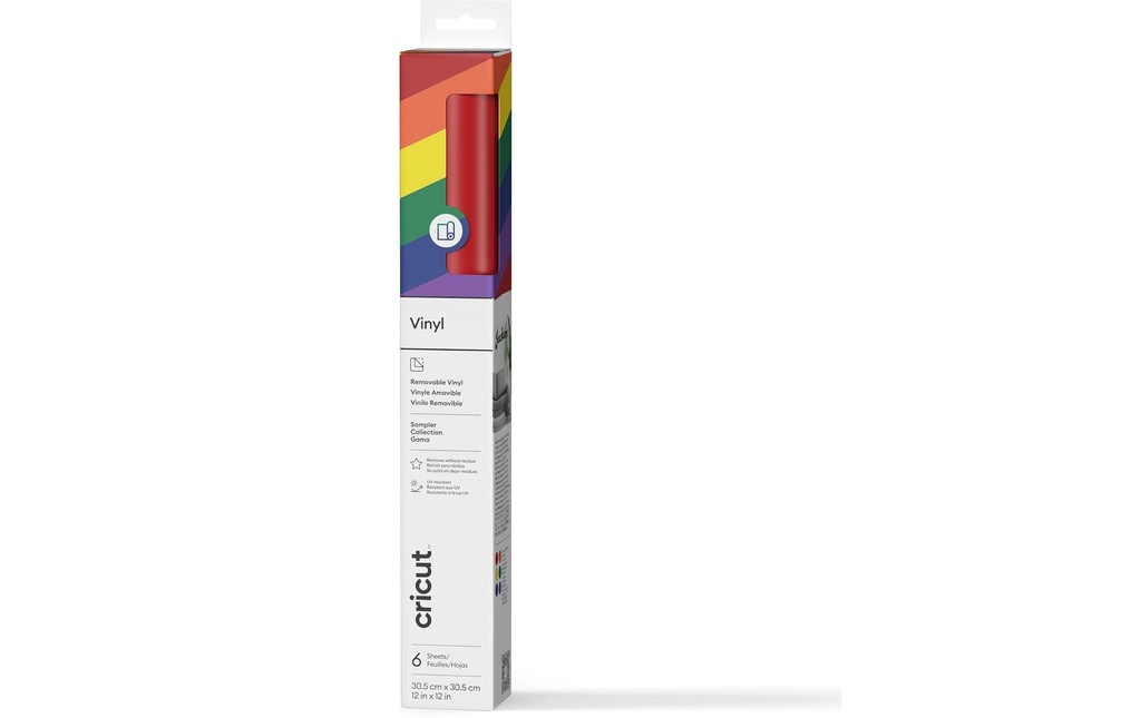 Cricut Film de vinyle Pack d'échantillons Arc-en-ciel 30.5 x 30.5 cm