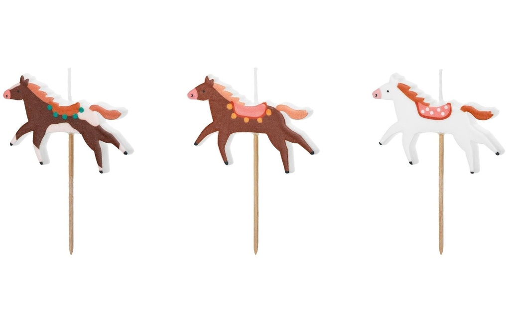 Partydeco Bougie cheval, 3 pièces