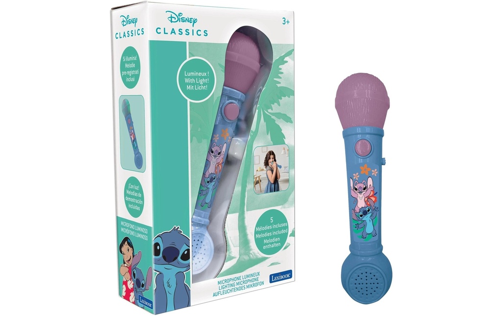 Lexibook Microphone Disney Stitch avec mélodies, lumières et effets sonores