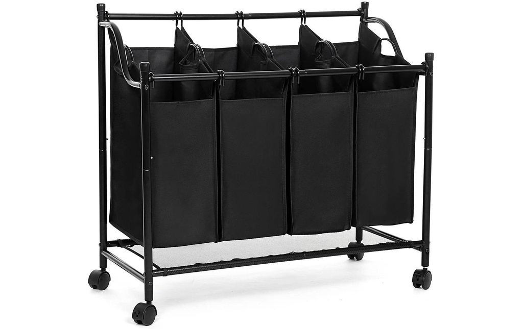 Songmics Corbeille à lessive avec 4 compartiments 120 l, Noir