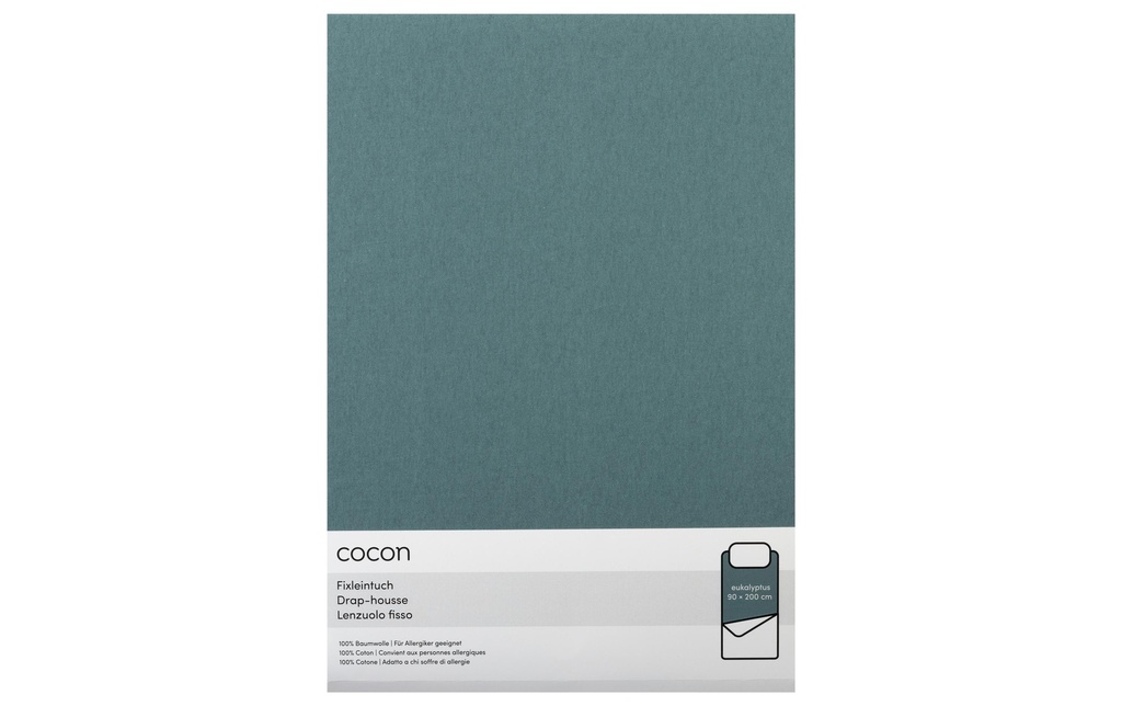 COCON Drap-housse Jersey 90-100 x 200 cm, Eucalyptus