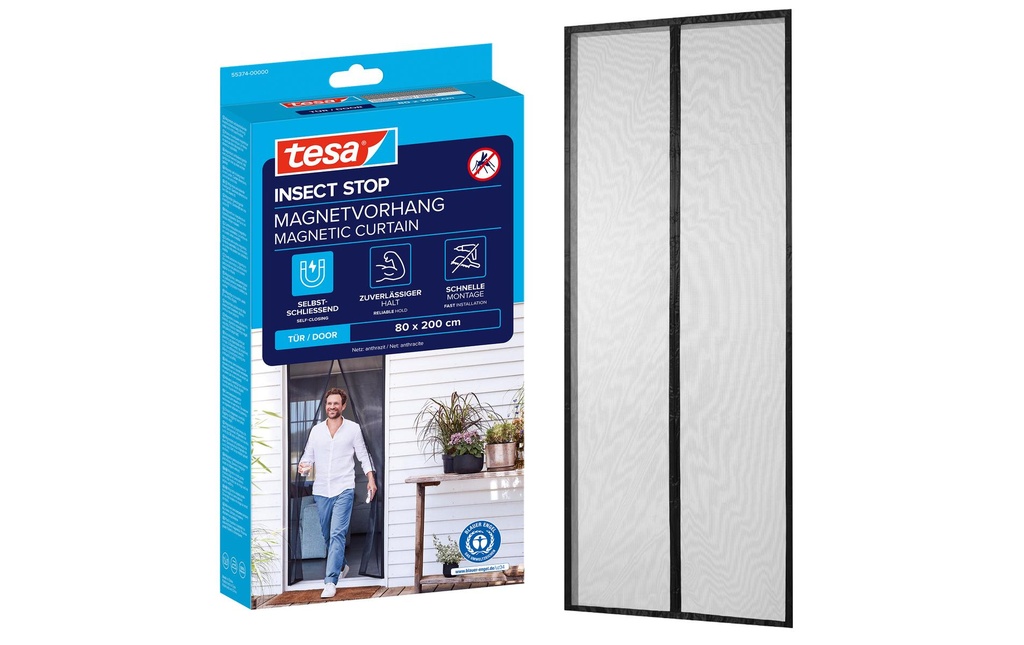 tesa Moustiquaire Rideau magnétique 0.8 x 2m à fermeture automatique