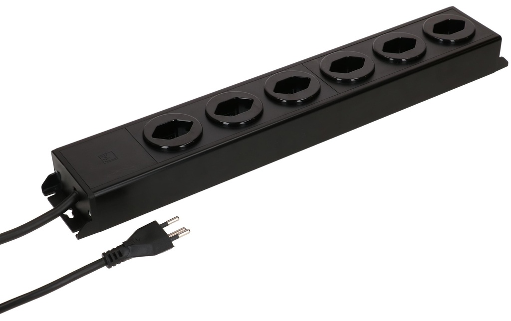 Max Hauri Bloc multiprises Power Line 6x Typ 13 Noir