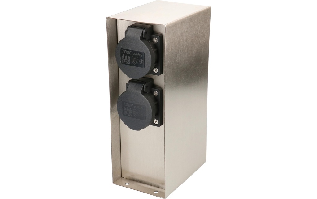 Max Hauri Colonne de prises de jardin 2x T13 IP55, avec minuterie, acier inoxydable