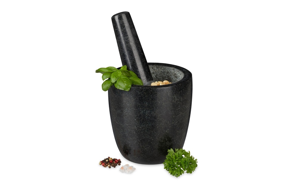 relaxdays Mortier et pilon 13 cm, Granit