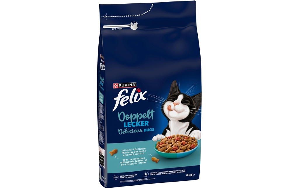 Felix Alimentation sèche Doublement délicieux Adult poisson 4 kg