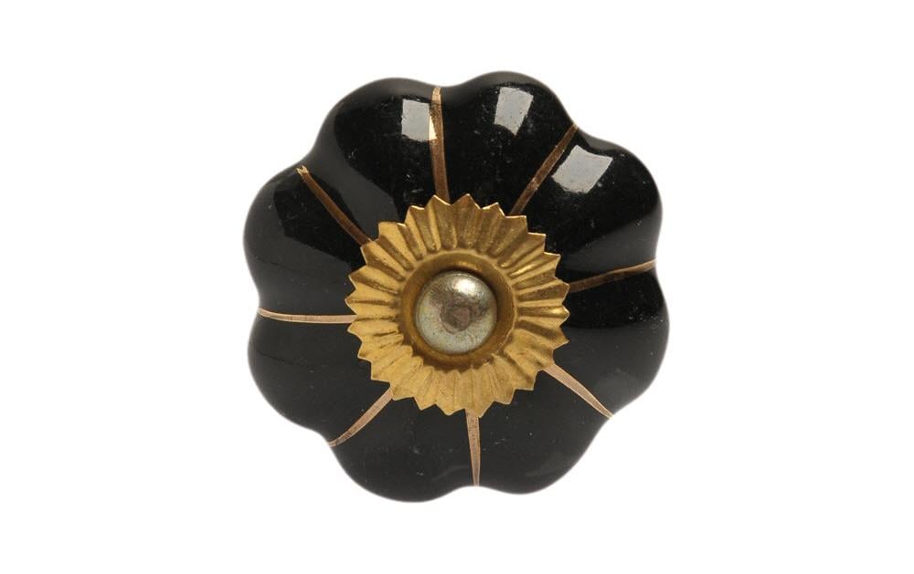 Tranquillo Poignée de meuble fait main, Ø 4 cm, Noir/Doré
