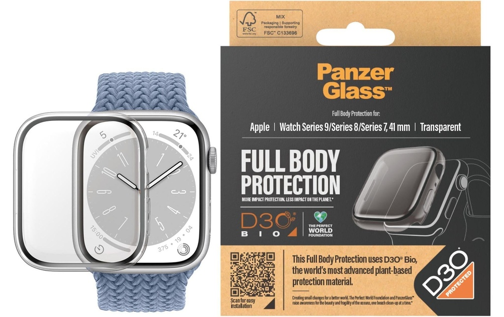 Panzerglass Corps intégral Apple Watch 2023 Series 9 41 mm Transparent