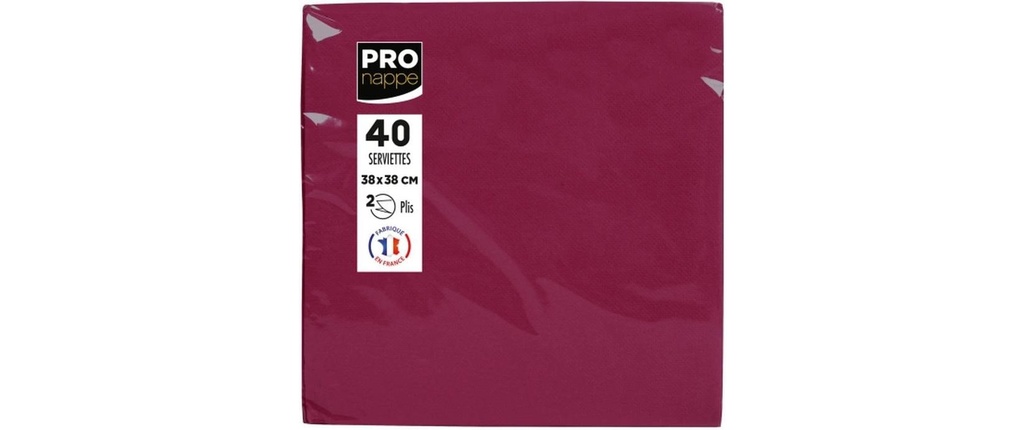 PRO nappe Serviettes en papier Bordeaux 38 cm x 38 cm, 40 Pièce/s