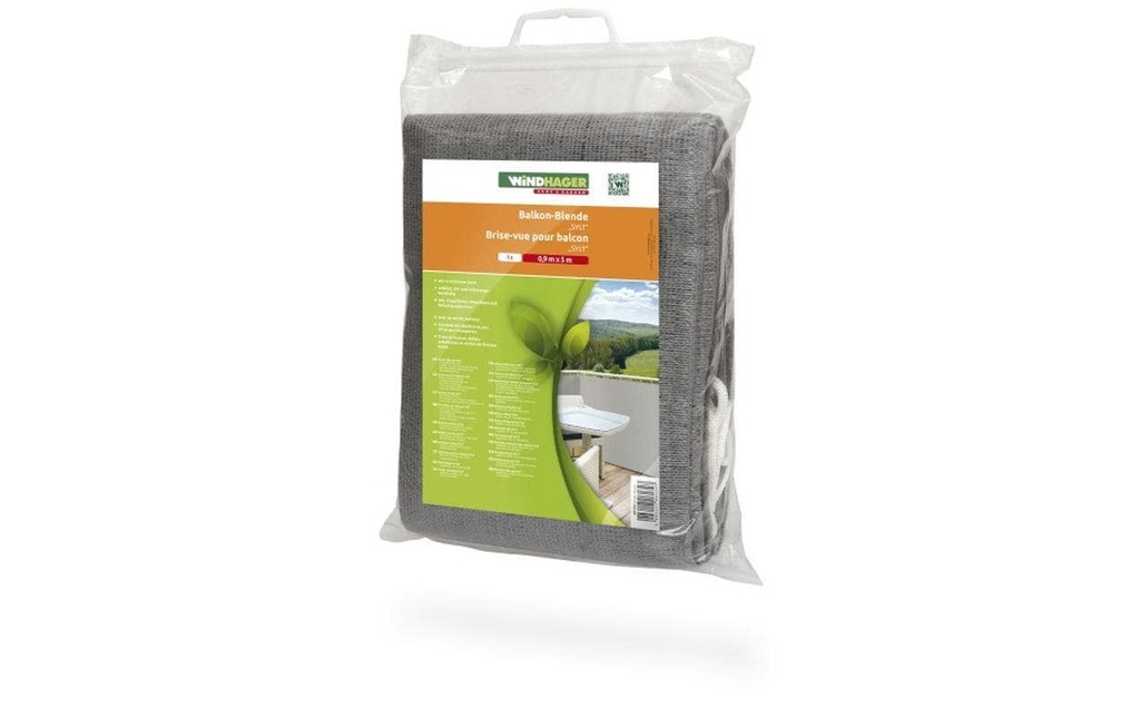 Windhager Protection contre les regards Paravent de balcon Sylt 5mx0.9m uni-gris