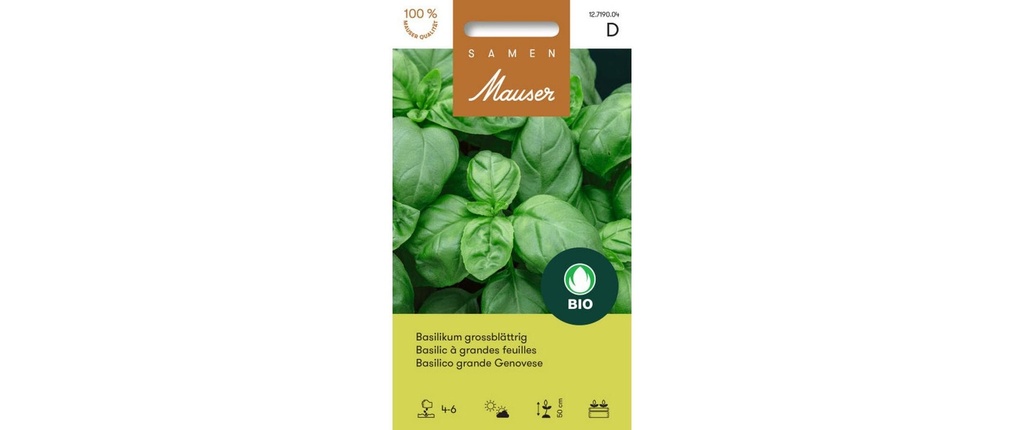 Samen Mauser Semence Bioline Basilic à grandes feuilles