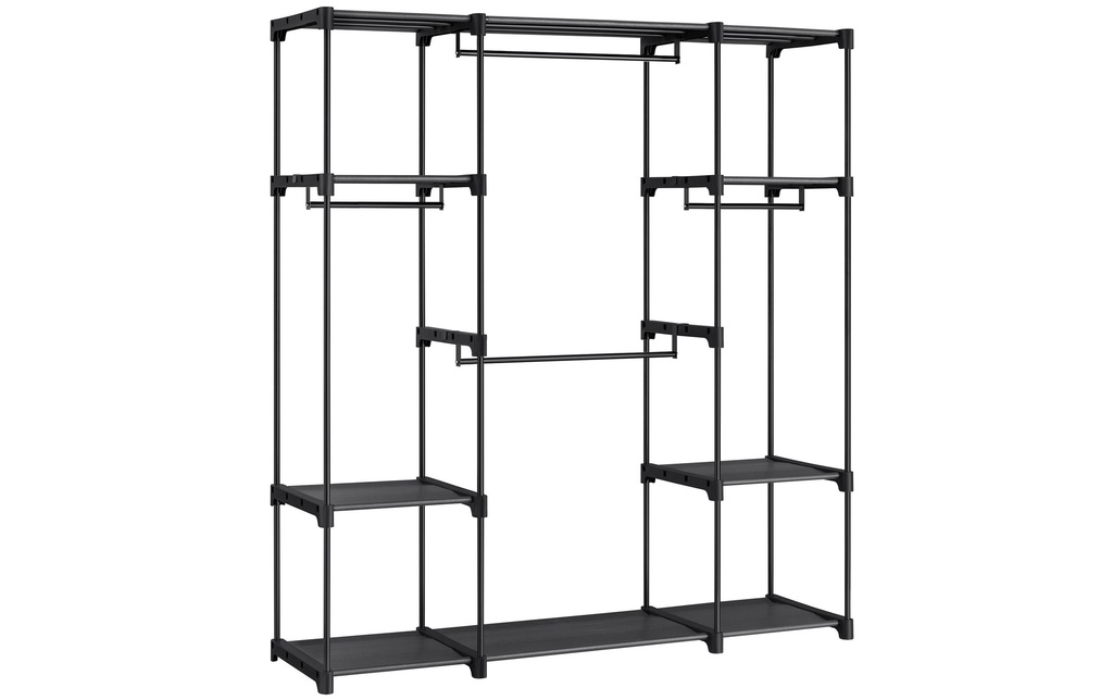 VASAGLE Porte-manteau avec 4 compartiments suspendus 151 x 166 cm, Noir