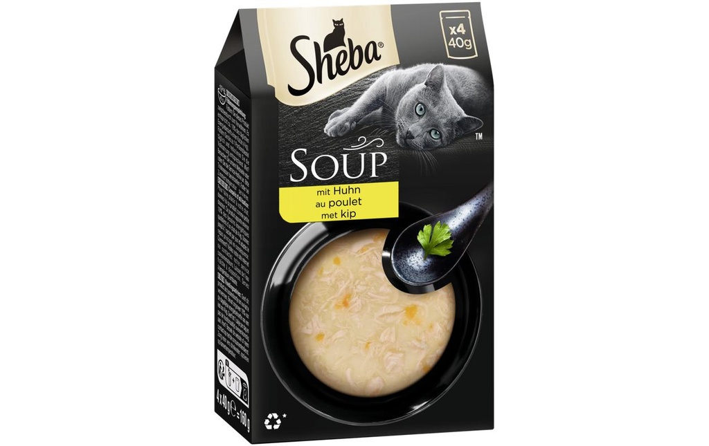 Sheba Alimentation humide Classic Soup avec filet de poitrine de poulet, 4 x 40g