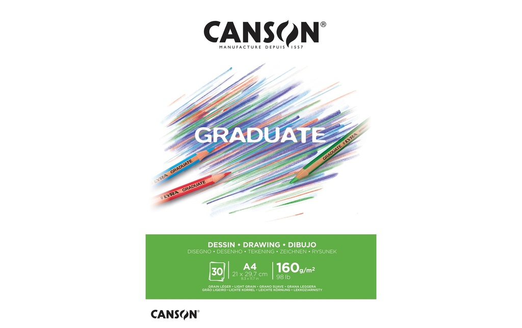 Canson Carnet de dessin Graduate A4, 30 feuilles