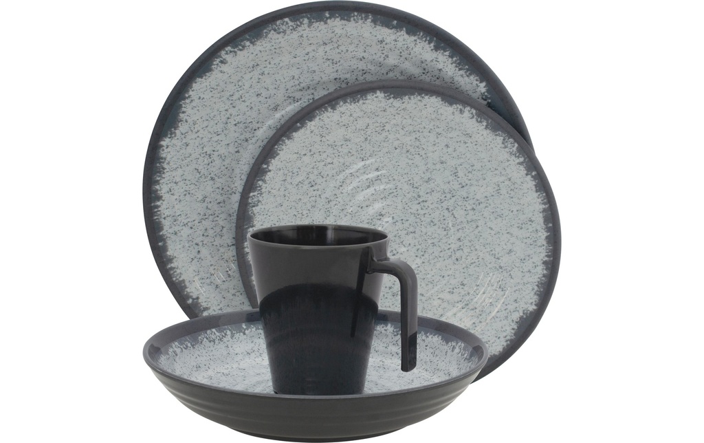 Eurotrail Set d’assiettes Rock Melamine 16 pièces, Anthracite