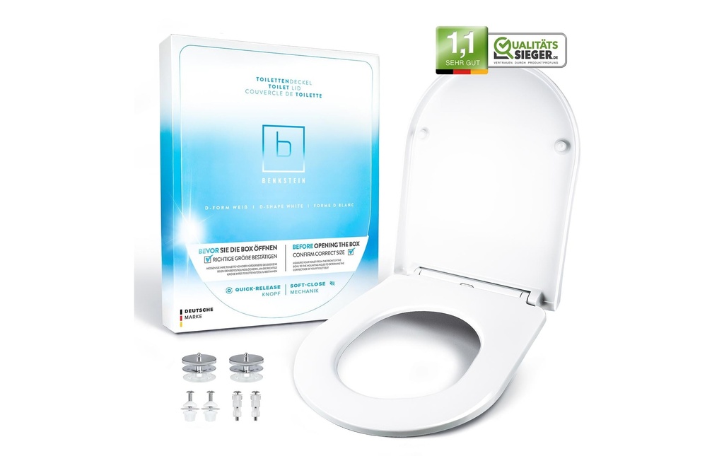 Benkstein Siège de toilette Forme en D