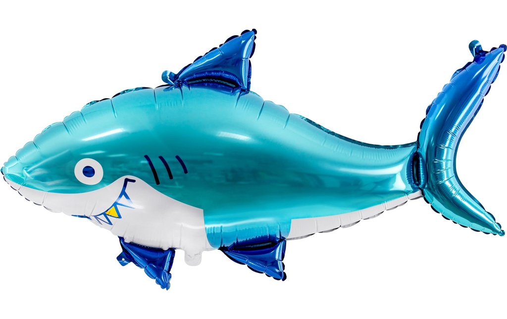 Partydeco Ballon en aluminium Shark Bleu