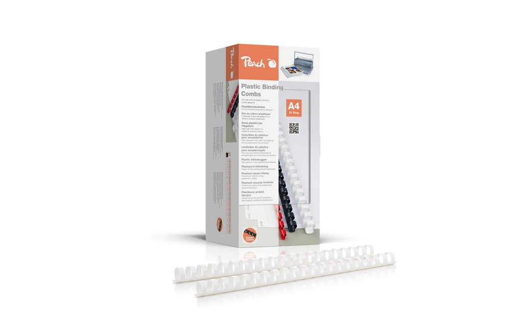 Peach Peigne de reliure 16 mm Blanc, 100 pièces