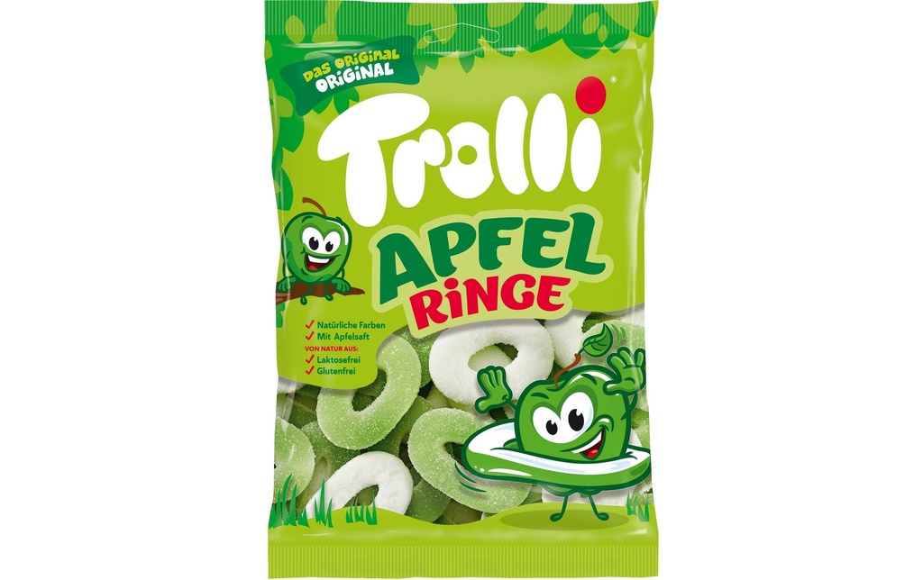 Trolli Bonbons gommeux Rondelles de pomme aigre 200 g