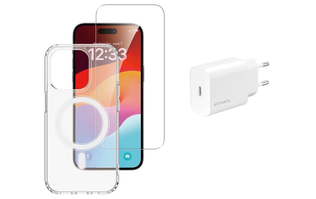 4smarts Coque arrière 3in1 Premium Starter Set iPhone 15 Pro Max