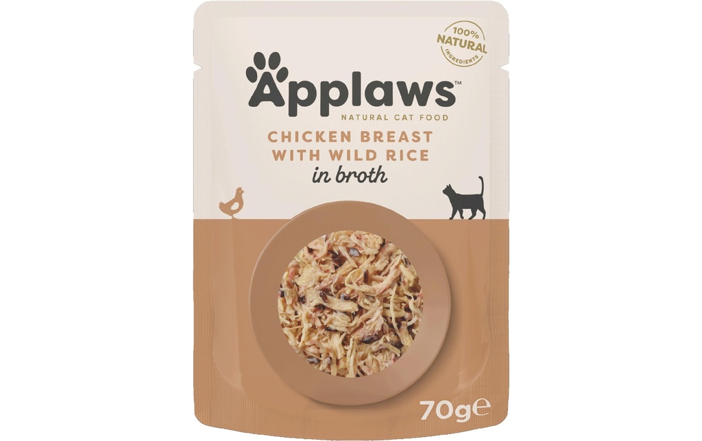 Applaws Alimentation humide Poitrine de poulet et riz sauvage 70 g