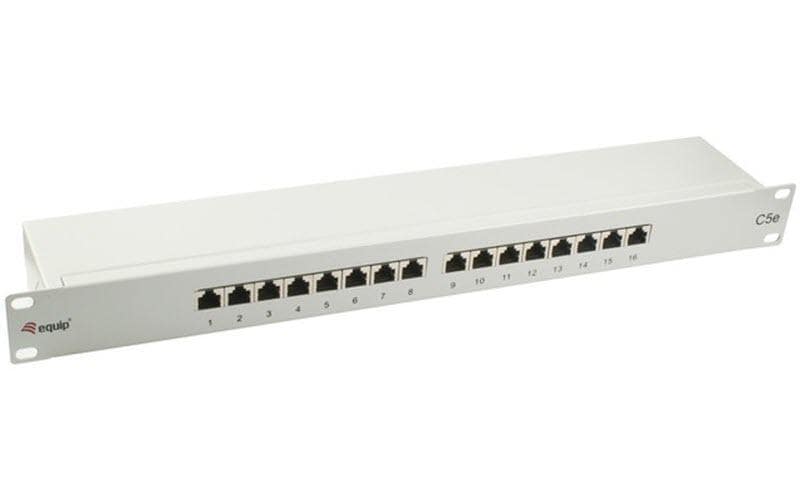 equip Panneau de brassage 16 ports Cat. 5e 1U 19 blindé, LSA Rack 19