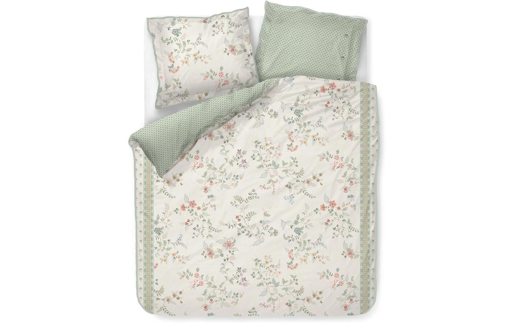 PIP Studio Housse de duvet Kili Flower 200 x 210 cm, blanc / vert