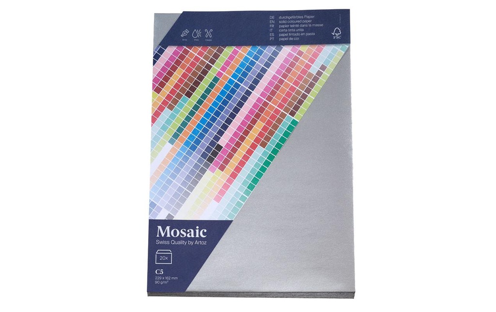 Artoz Enveloppe Mosaic C5, 20 pièces, Argenté