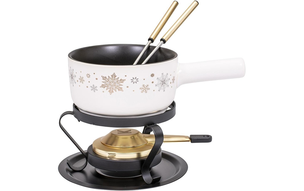 Kadastar Service à fondue au fromage Sparkling Winter E16 5 Pièce/s, Noir/Blanc