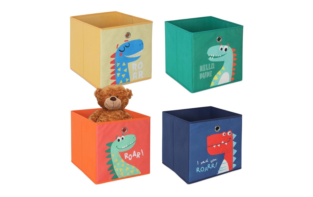 relaxdays Boîte à jouets Animaux 4 pièces