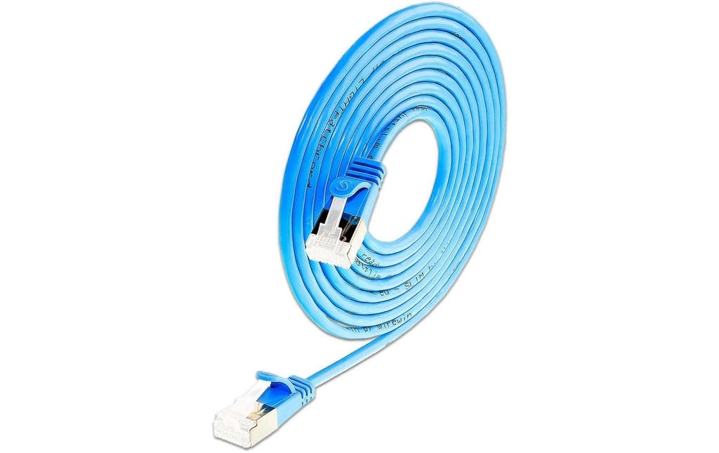 SLIM Câble patch slim RJ-45, Cat 6A, U/FTP, 0.15 m, Bleu, 50-Pack