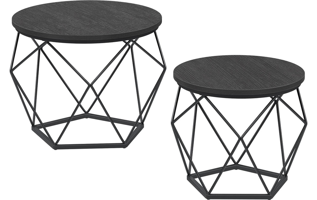 VASAGLE Set de 2 tables basses 40/50 x 36 cm/40 cm, Noir