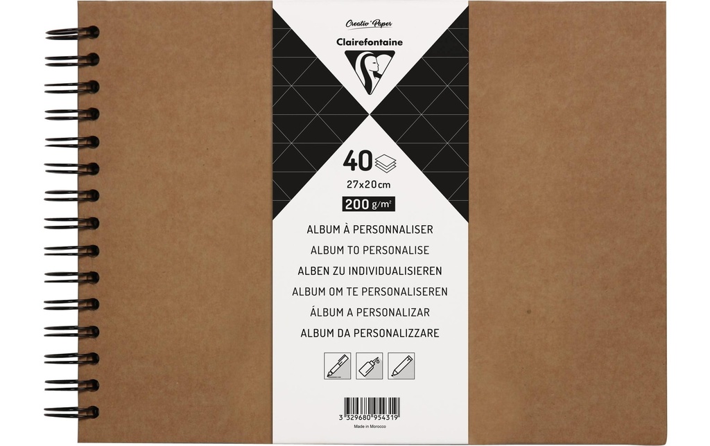 Clairefontaine Album photo DIY 27 x 20 cm, Vierge, Brun