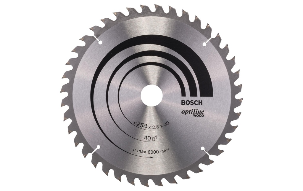 Bosch Professional Lame de scie circulaire Optiline Wood, 254 x 30 x 2.8 mm, Z 40