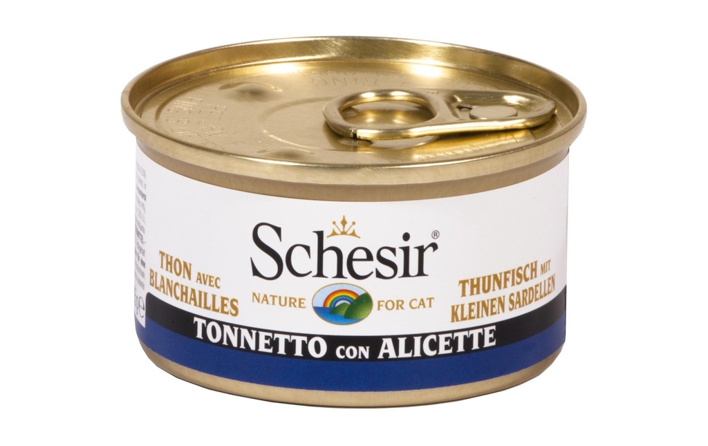 Schesir Alimentation humide Thon & anchois en bouillon, 85 g