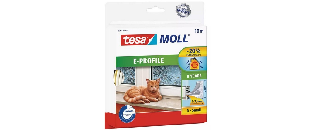 tesa Bande d’étanchéité -Set E-Profile, 2x 10 m x 9 mm x 4 mm, blanc