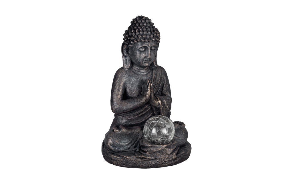 EGLO Leuchten Éclairage de jardin Décoration solaire Bouddha, 27 cm, gris