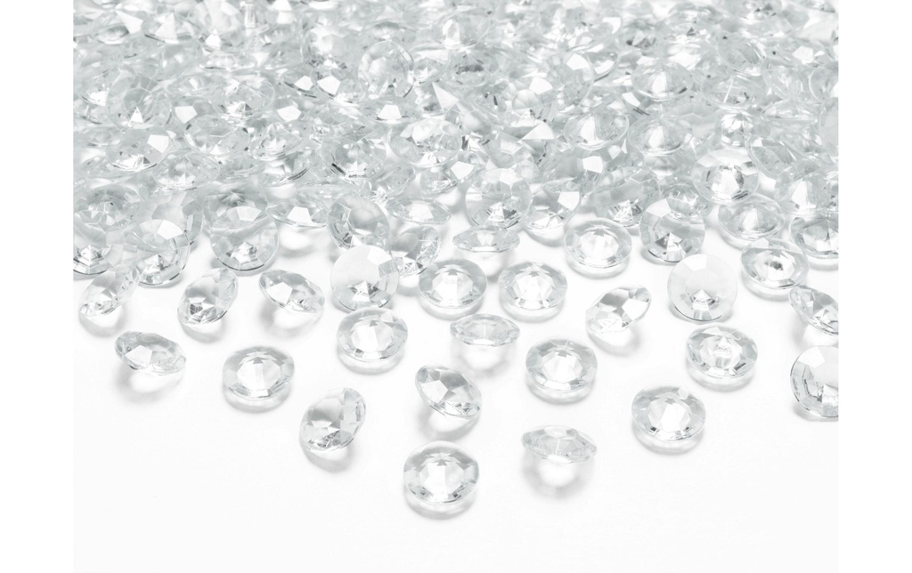 Partydeco Décoration à éparpiller Diamants 1.2 cm, 100 pièces, Transparent
