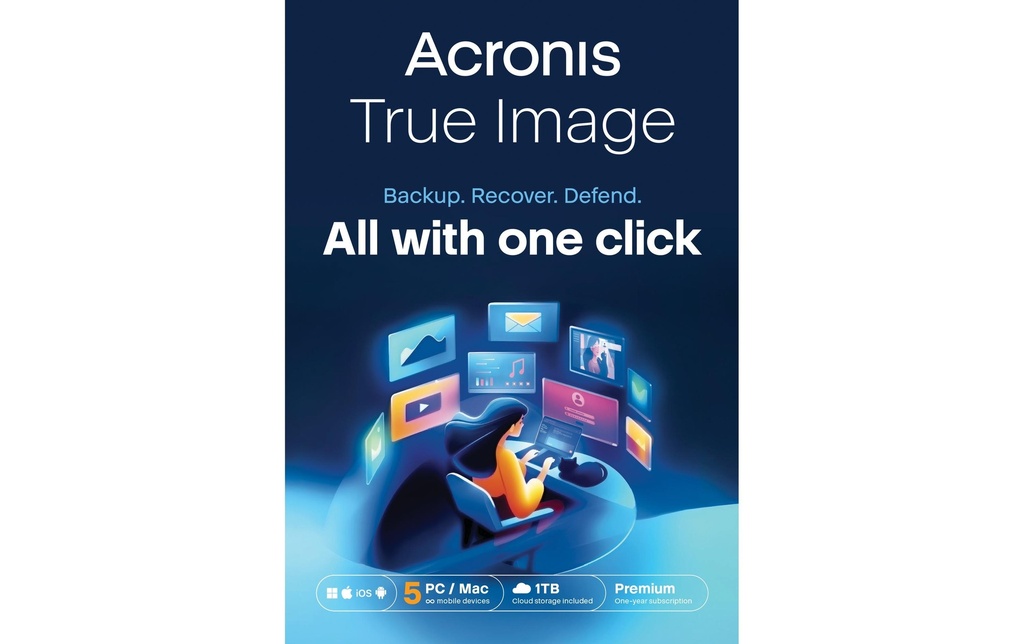 Acronis True Image Premium ESD, Subscr. 5 PC, 1 an, 1TB