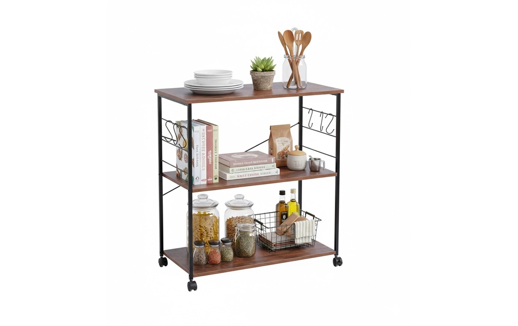 relaxdays Chariot de cuisine 87 x 80 x 40 cm Noir/marron