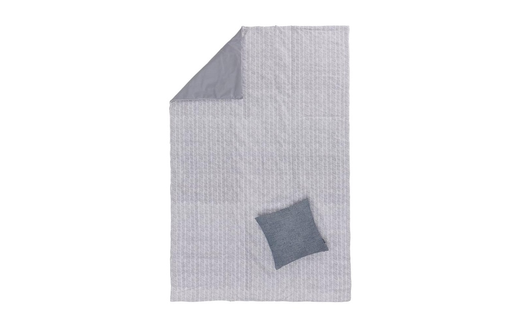 Urbanara Couverture de pique-nique Mallur 130 x 190 cm - Bleu pigeon / blanc naturel