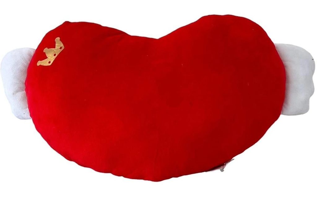 Dameco Oreiller forme de cœur rouge blanc avec ailes et fermeture éclair