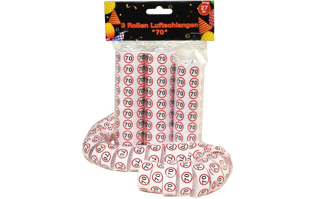 Trendcompany Serpentins 70e anniversaire 3 rouleaux, 27 pièces
