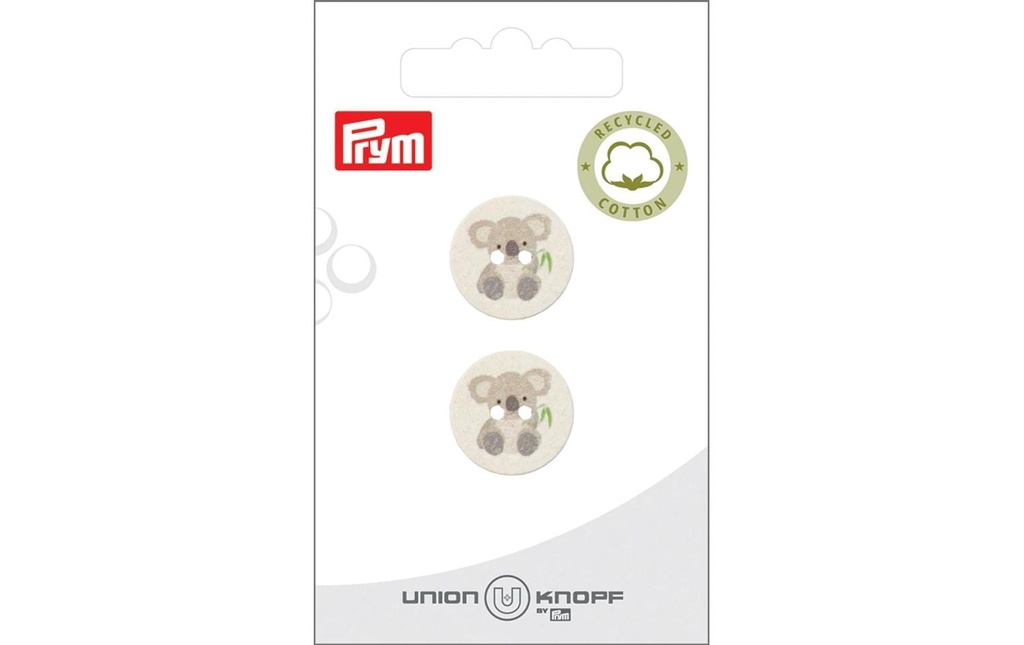Prym Union Knopf Boutons Koala 18 mm, 2 pièces, Crème