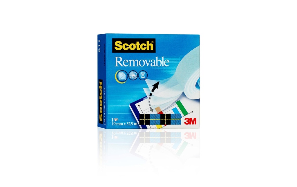 Scotch Ruban adhésif Magic  Détachable, 19 mm x 33 m