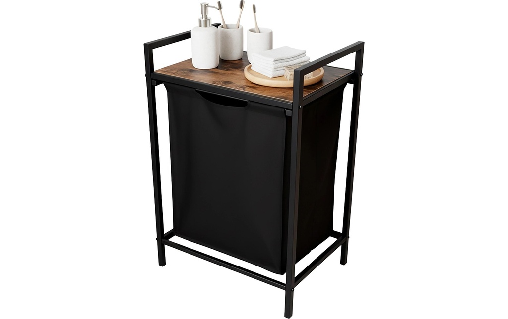 relaxdays Corbeille à linge 65 L Noir/marron