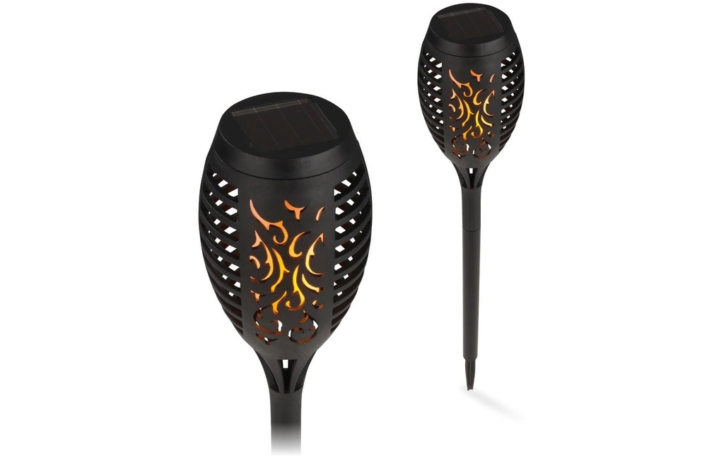 EASYmaxx Torche solaire LED, lot de 2 1.2 V avec piquet de terre et clip
