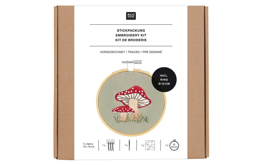 Rico Design Set de broderie Champignons Ø10 cm