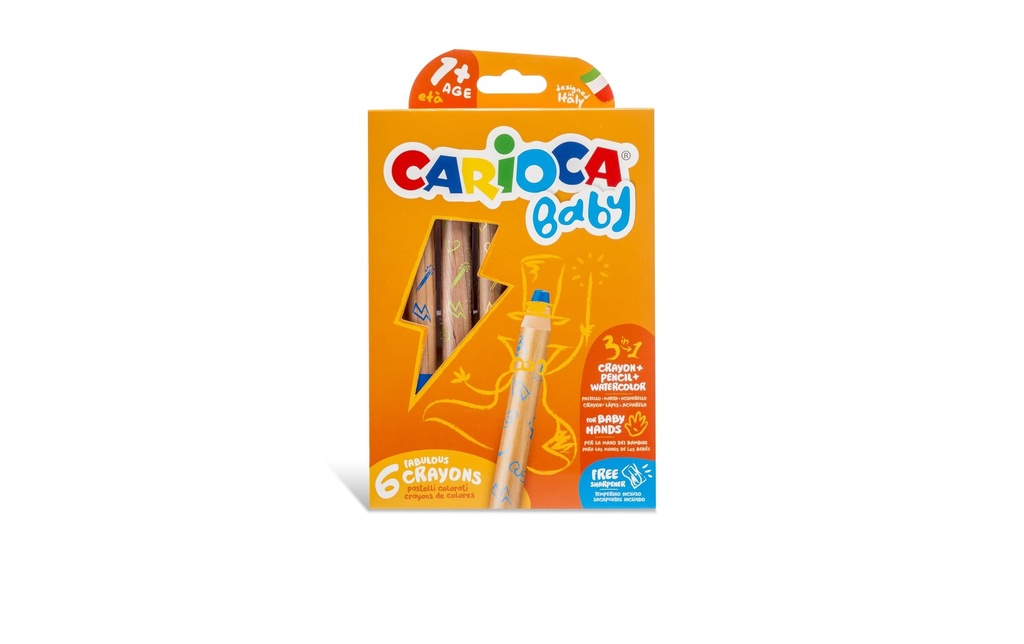 CARIOCA Crayon couleur Baby 3en1 Etui (6 pces)